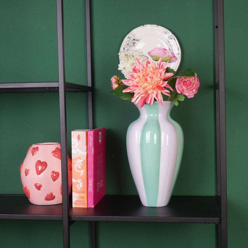 Blütenvase-fehlige Vase-Ceramic-lila/ grün-16,5x16,5x29,5 cm