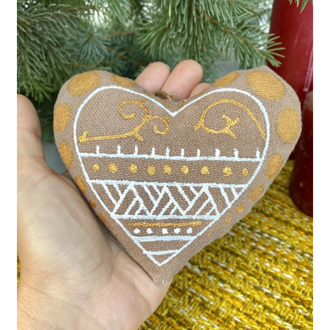 Textile ornament Vanilla and cocoa scented "Coffee heart with cats"