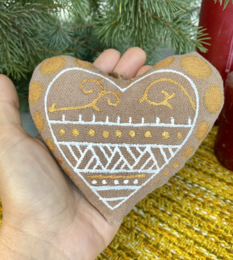 Textile ornament Vanilla and cocoa scented "Coffee heart with cats"