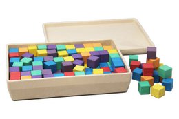 Colorful wooden building blocks in various shapes and sizes, suitable for educational and creative activities.
The product is a set of 150 wooden building blocks in 6 different colors, measuring 2 x 2 x 2 cm each. The blocks are designed for stacking, building, and learning activities, suitable for use in kindergartens and primary schools.