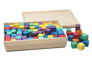 Cubes in 6 colors 2 x 2 x 2 cm (150 pieces) | Building Stacking Learning KiGa primary school