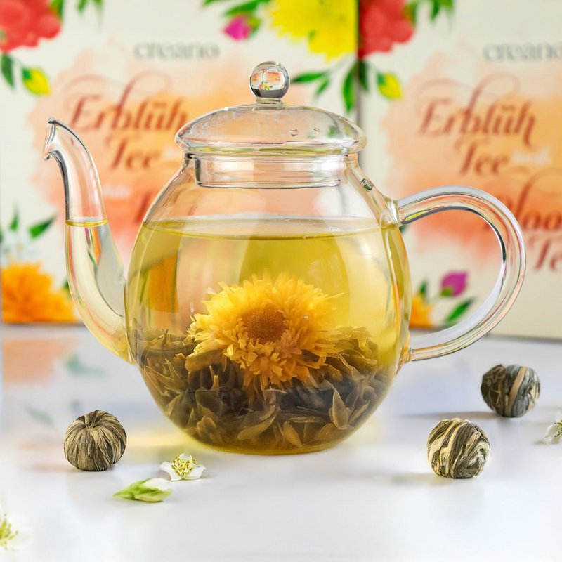 ErblühTea geschenkdoos in modern bloemmotief - witte thee-editie (6 verschillende soorten)