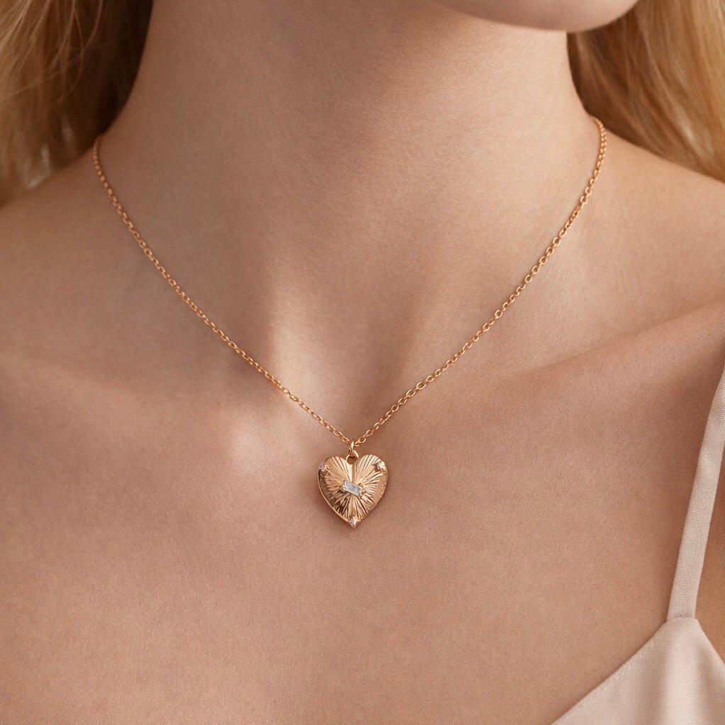 CUORE LUMIÈRE - Collana Cuore Oro con zirconi