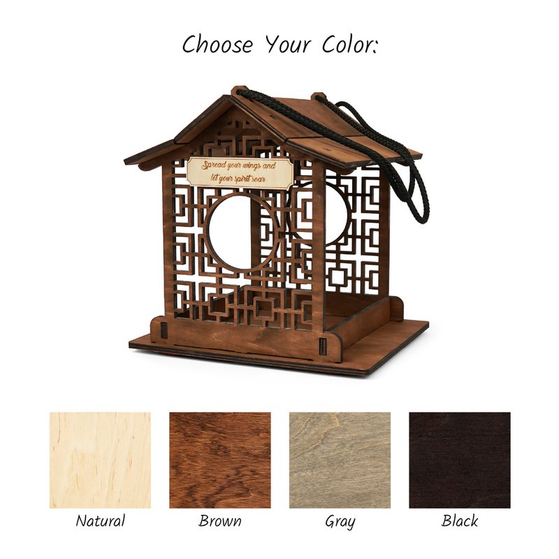 Mangeoire à oiseaux en bois pour petits oiseaux, décoration extérieure fonctionnelle pour jardins et patios