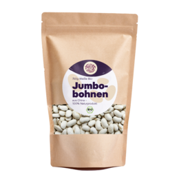 Organic white jumbo beans from China, unprocessed, versatile, flexible, and high in protein and ballast substances.