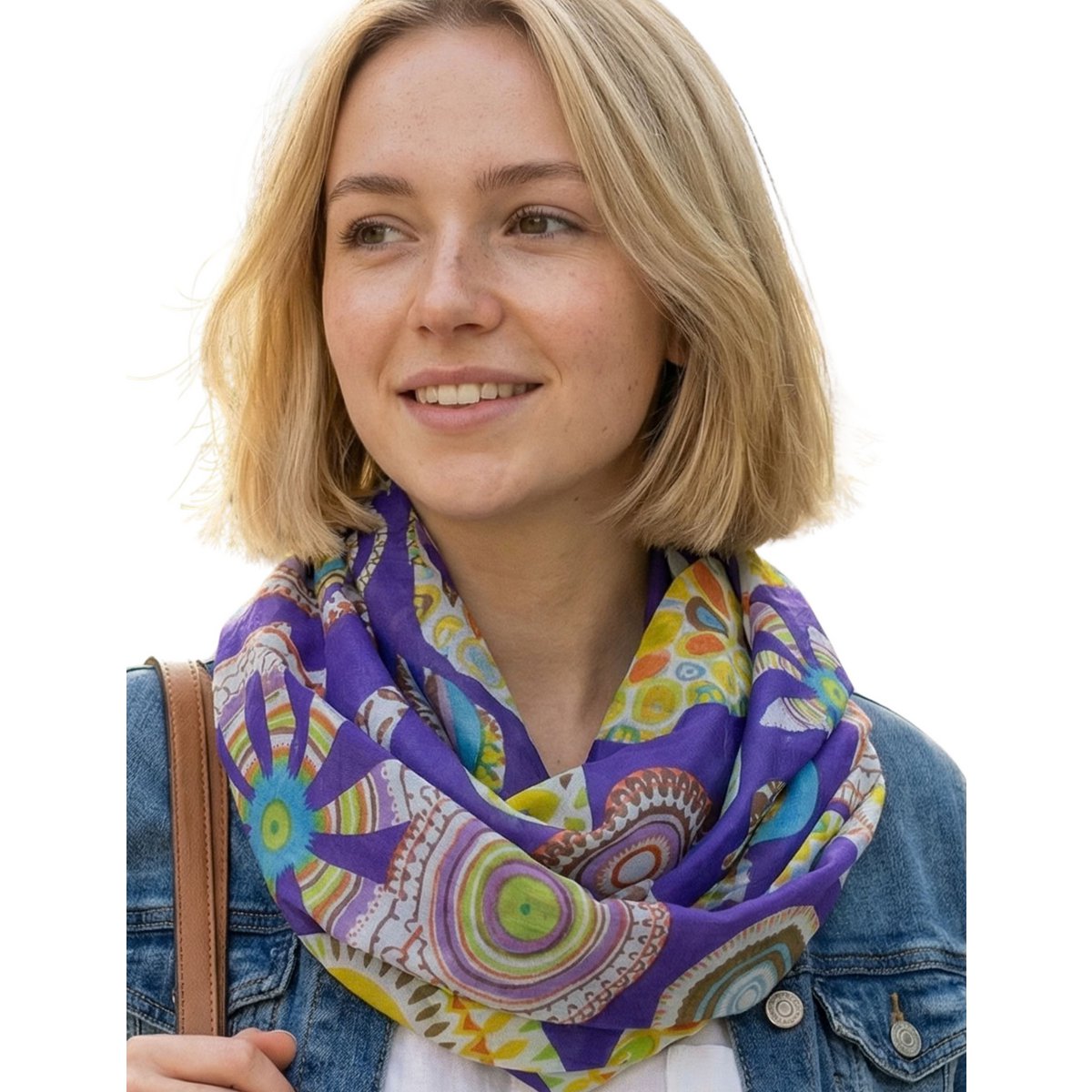 Sunsa set de 3 bufandas de lazo, bufanda de lazo para mujer, pañuelo redondo hecho de 100% algodón, bufanda de tubo para ella, bufanda redonda para verano/primavera/otoño