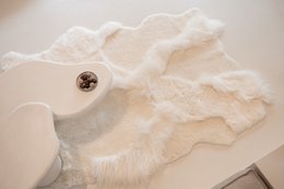 Alfombra de piel de oveja melange - Blanco