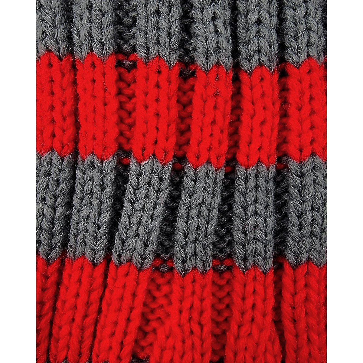 Santa hat - Red/grey striped coarse knit