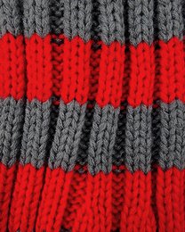 Santa hat - Red/grey striped coarse knit