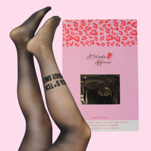 1-Pair #StatementTights RICH B*TCH ENERGY ONLY "Message on Tights" schwarze Strumpfhose 40 DEN