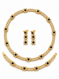 Vintage Style Geometric Black Onyx Jewelry Set