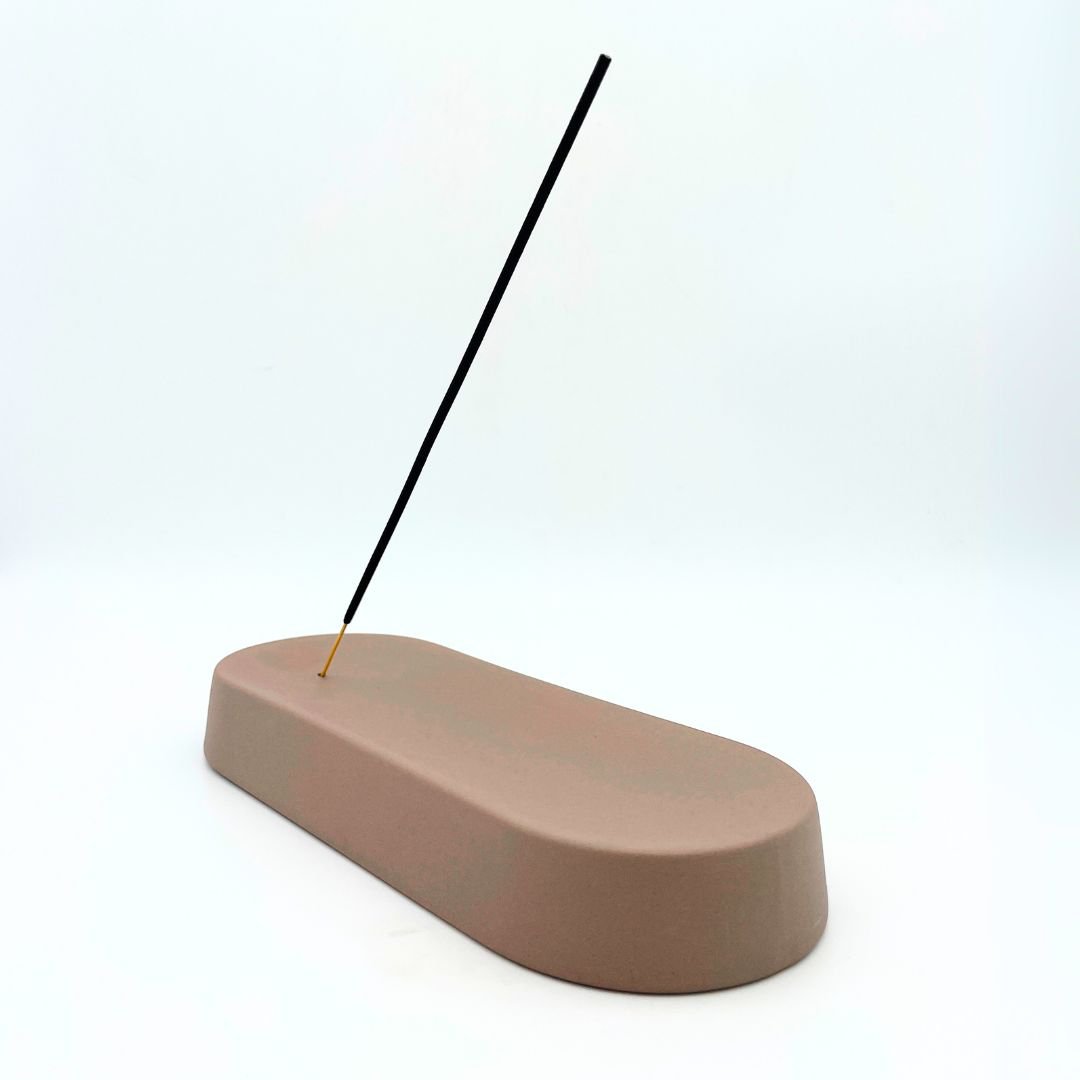 Røgelseholder - keramik - brun - oval - 22 x 9 x 3 cm