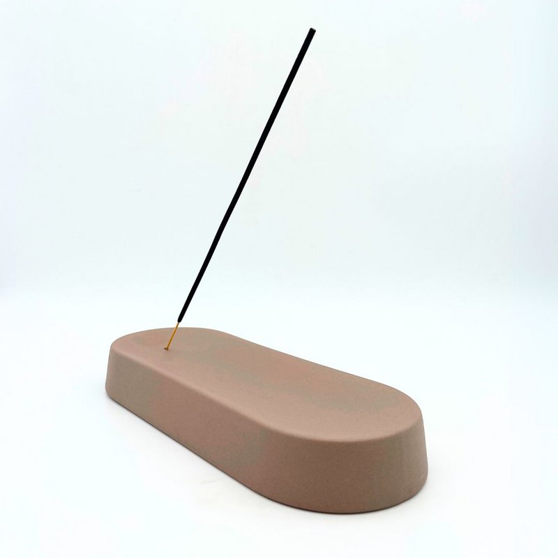 Incense holder - ceramic - brown - oval - 22 x 9 x 3 cm
