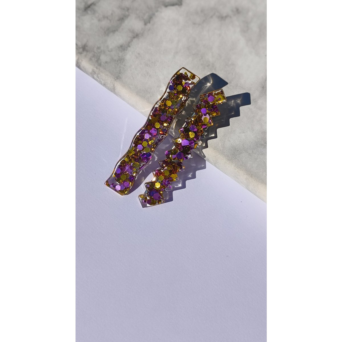 ⋒ pacchetto di clip per capelli in resina - Glitter Royal (8 articoli) ⋒