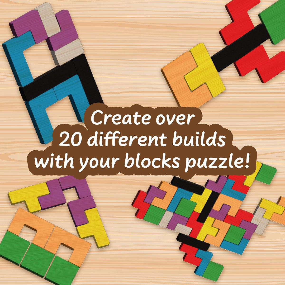 Tetris Holzspielzeug für Kinder (7 Sprachen)