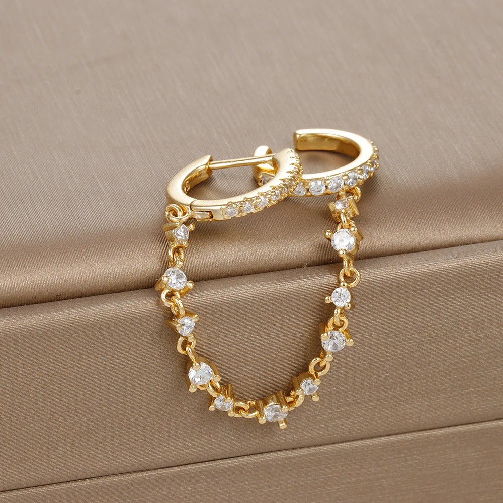 Europa und Amerika CZ Kristall Kette Tropfen Ohrringe Edelstahl Anhänger Ohr Schnalle Modeschmuck Für Frauen Geburtstag Geschenke