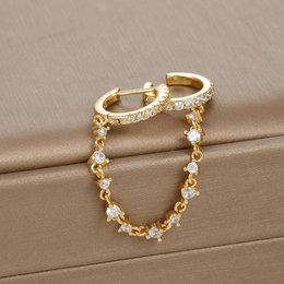 Europa und Amerika CZ Kristall Kette Tropfen Ohrringe Edelstahl Anhänger Ohr Schnalle Modeschmuck Für Frauen Geburtstag Geschenke