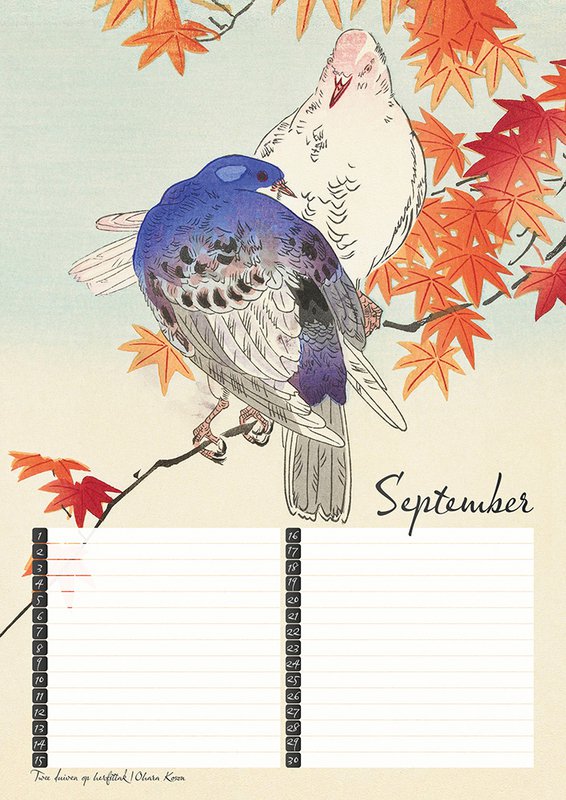 Calendario di compleanno Stampe di uccelli del maestro giapponese Koson
