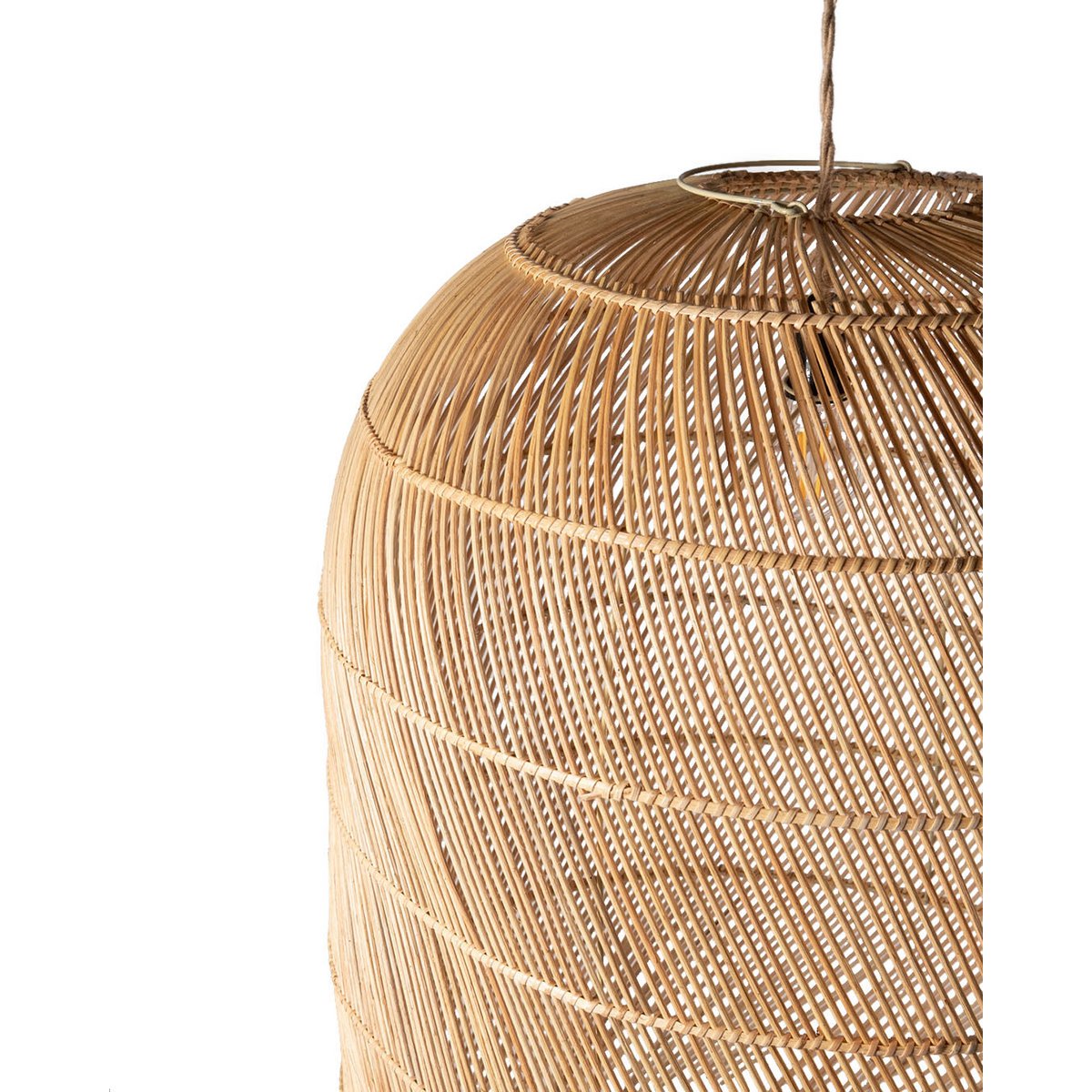 Suspension Dalhia cilindrica en rotin naturel, tissée main avec des fibres naturelles, 3 tailles, origine indonésienne