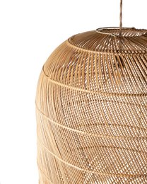 Sufitowa lampa wisząca Dalhia cilindrica z naturalnego rattanu, ręcznie tkana z włókien naturalnych, 3 rozmiary, pochodzenie indonezyjskie