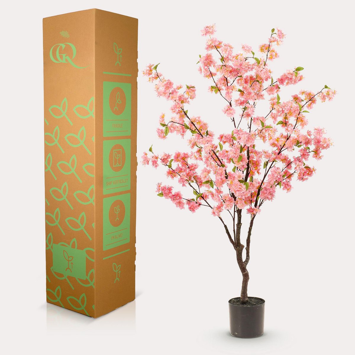 Plante artificielle - Prunus - Fleur de cerisier - Rose - 135cm