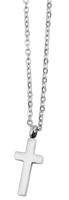 Accentankerketting met kruishanger, roestvrij staal, 43+5 cm, zilverkleurig