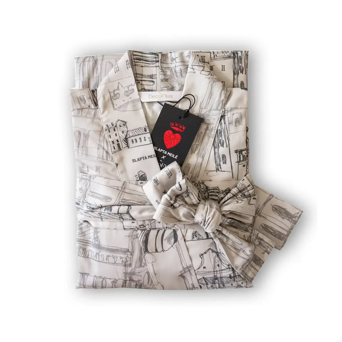 Sateen bathrobe kimono with bag Secret Love Story of Royal Vilnius