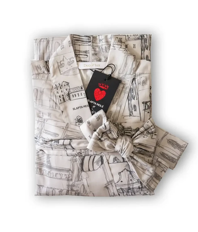 Satijnen badjaskimono met tas Secret Love Story of Royal Vilnius