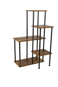 Plant Stand 5-Layers - 43 x 42 x 82 cm - Metal & Wood - Vintage Flower Rack - Plant Stairs for Indoors & Outdoors - Decorative Plant Rack - Plant Stand - Brown/Black