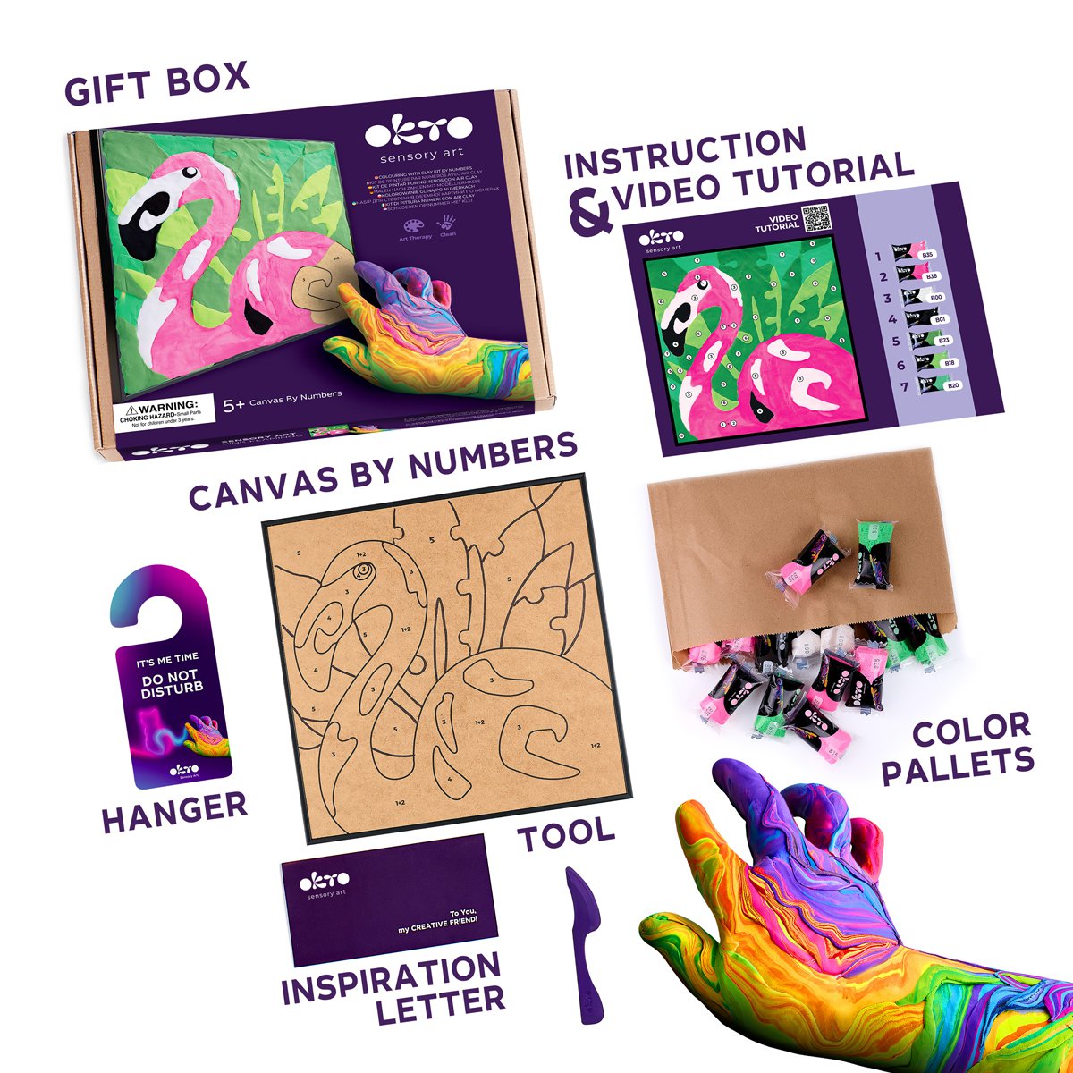 Okto Sensory Art Color By Numbers - Animals - Pink Flamingo