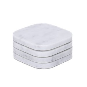 Onderzetter marmer - organisch - wit set van 4 stuks - 10x10x1cm