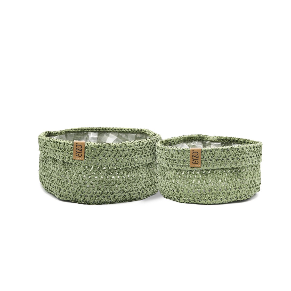 SIZO Knitted Paper Bag Olive with waterproof biodegradable liner