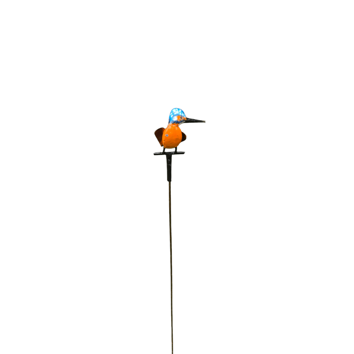 Metal pequeño kingfisher en el palo