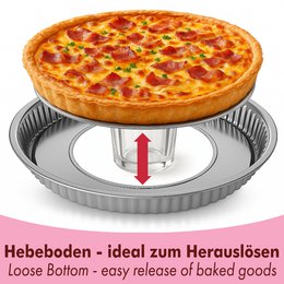 Teglia per crostata quiche in acciaio inox con base sollevabile 28 cm