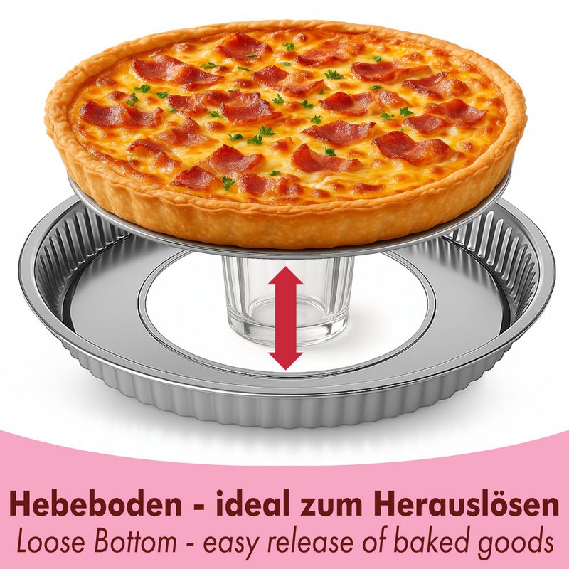 Teglia per crostata quiche in acciaio inox con base sollevabile 28 cm