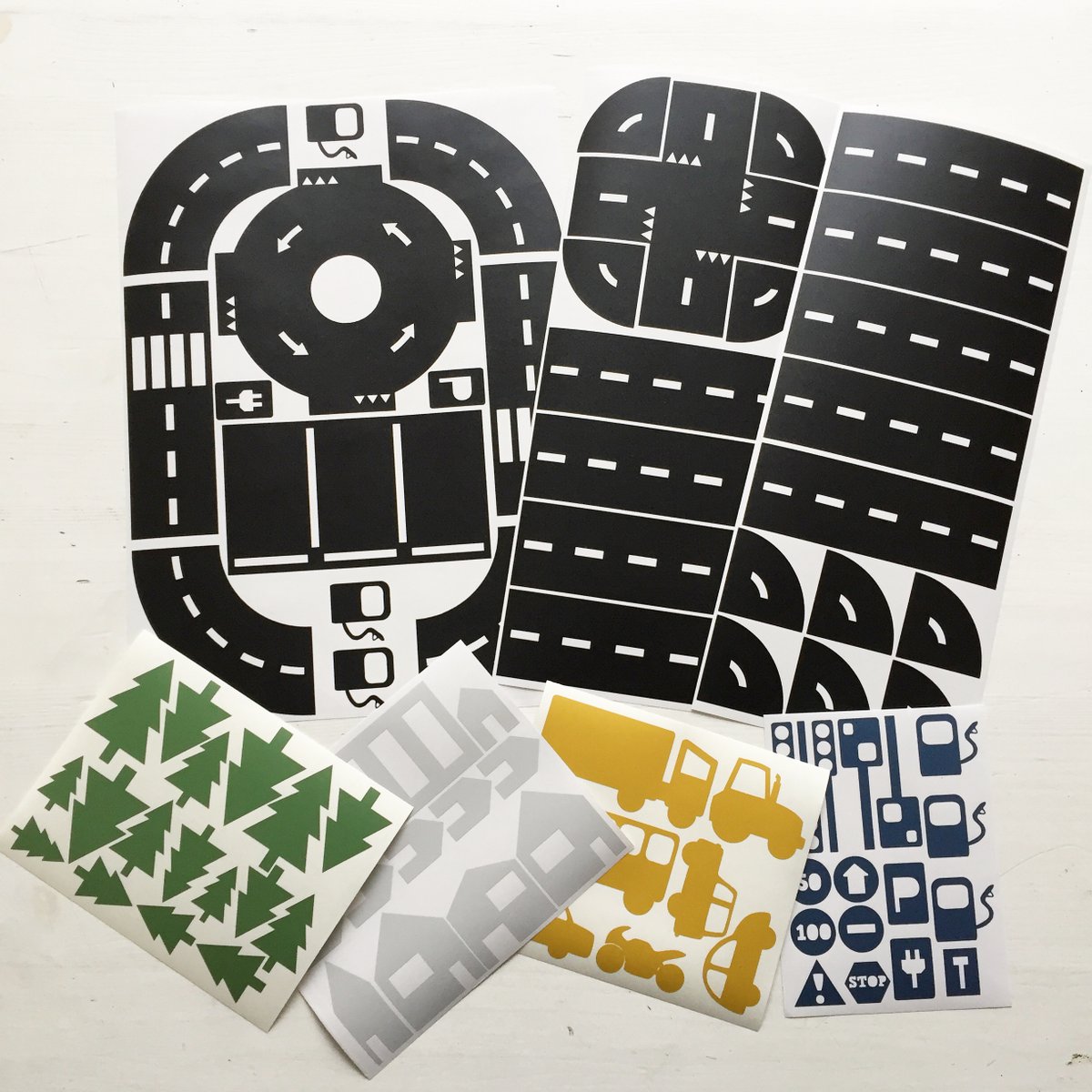 Sticky Roads spielen Aufkleber Rabatt Set schwarz + Farbe