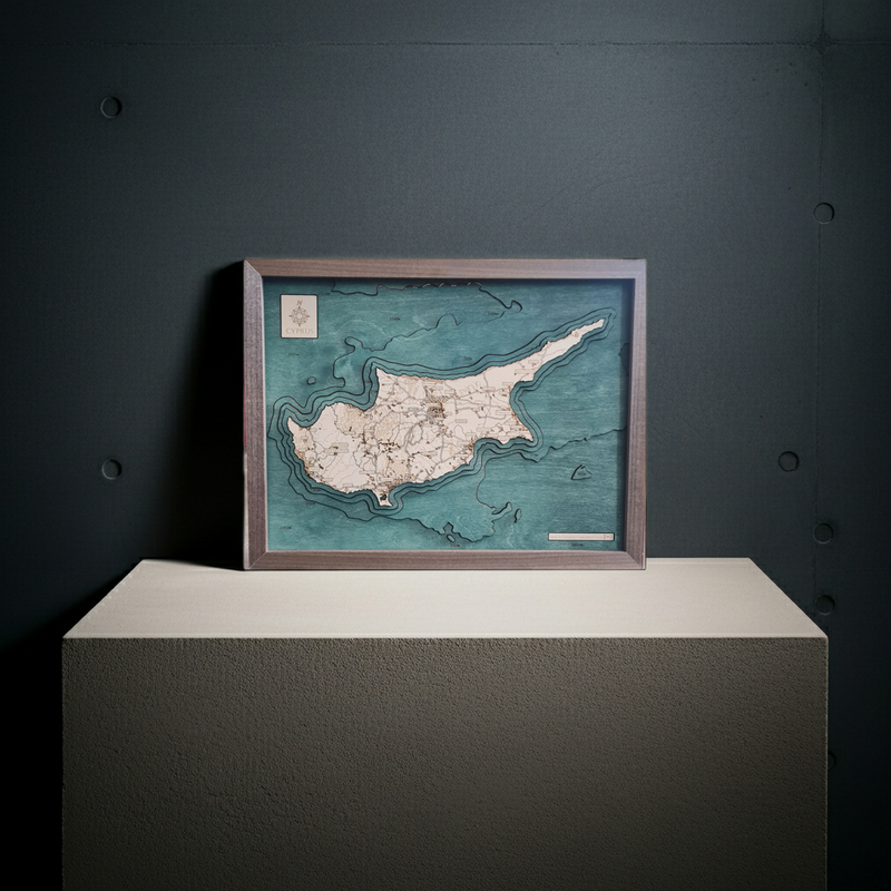 ZYPERN - 3D Holz Wandkarte - Version S