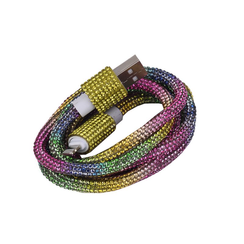 Câble USB à Lightning 1M en Strass Arc-en-Ciel - 10W