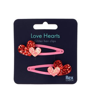 Love Hearts glitter haarspeldjes (set van 2)