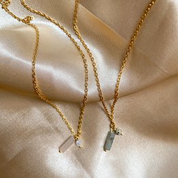 Halskæde Rose Quartz & Moonstone - Guld