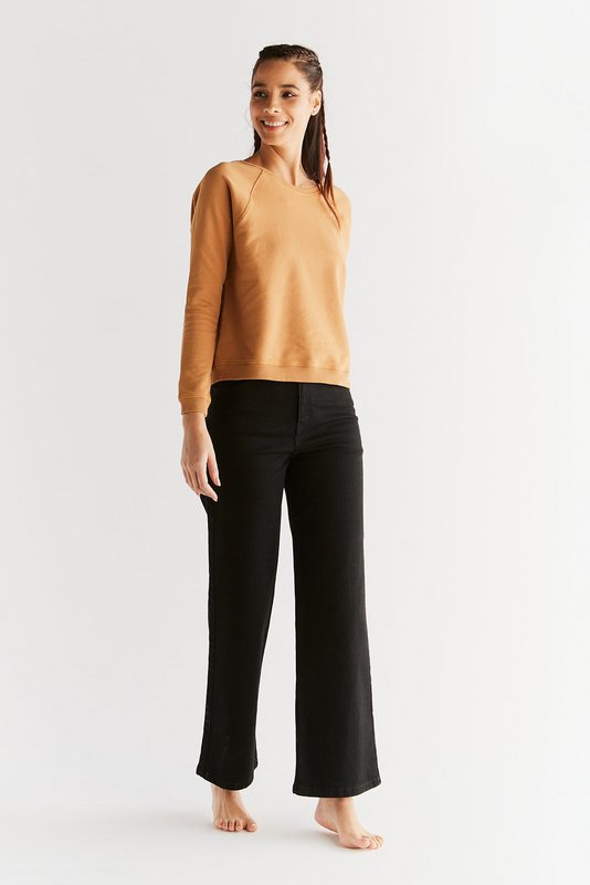 WE1010-104 | Damen jeans med brede ben - kulsort