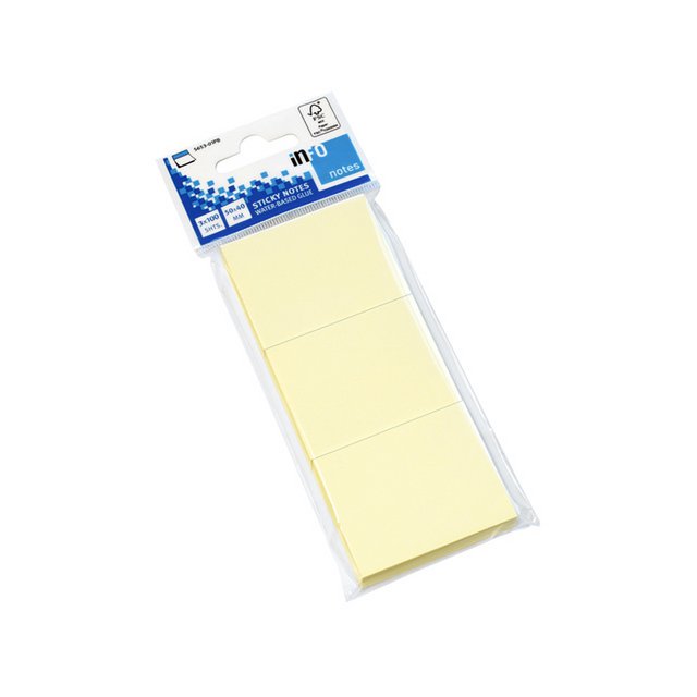 Info notities 50x40mm geel 3 blokken a 100 vel
