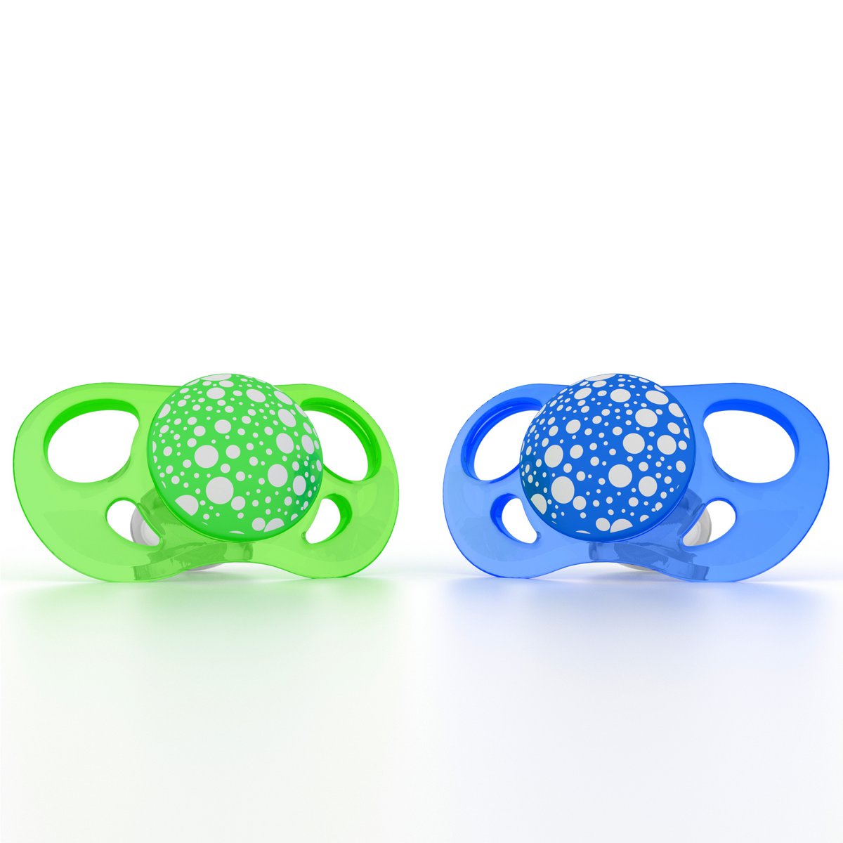 Set of 2 pacifiers 4m+ blue+green