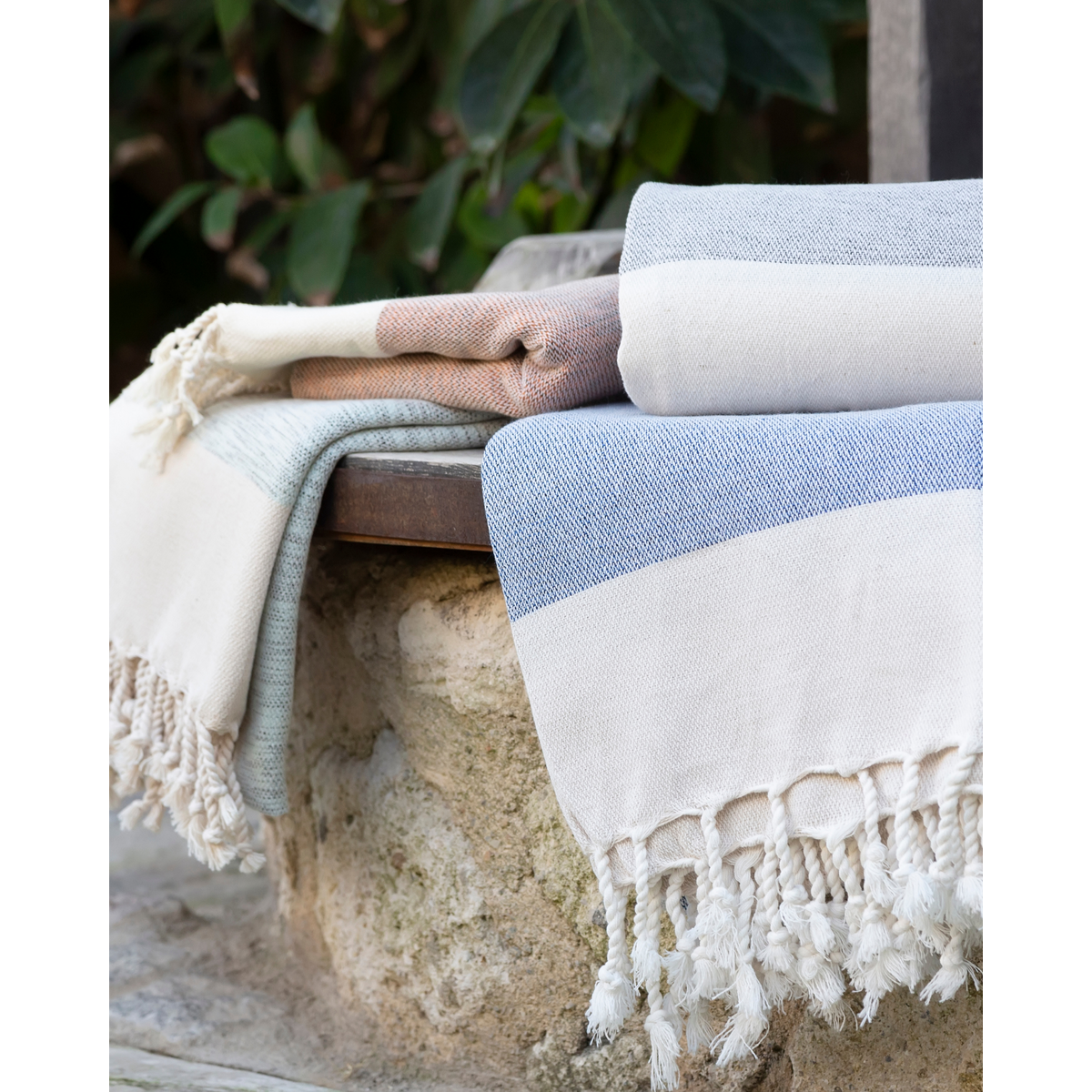 Serviette de Piscine Hammam en Coton MANOLIA - Sans Sable & Compacte - Turquoise - 180x100 cm
