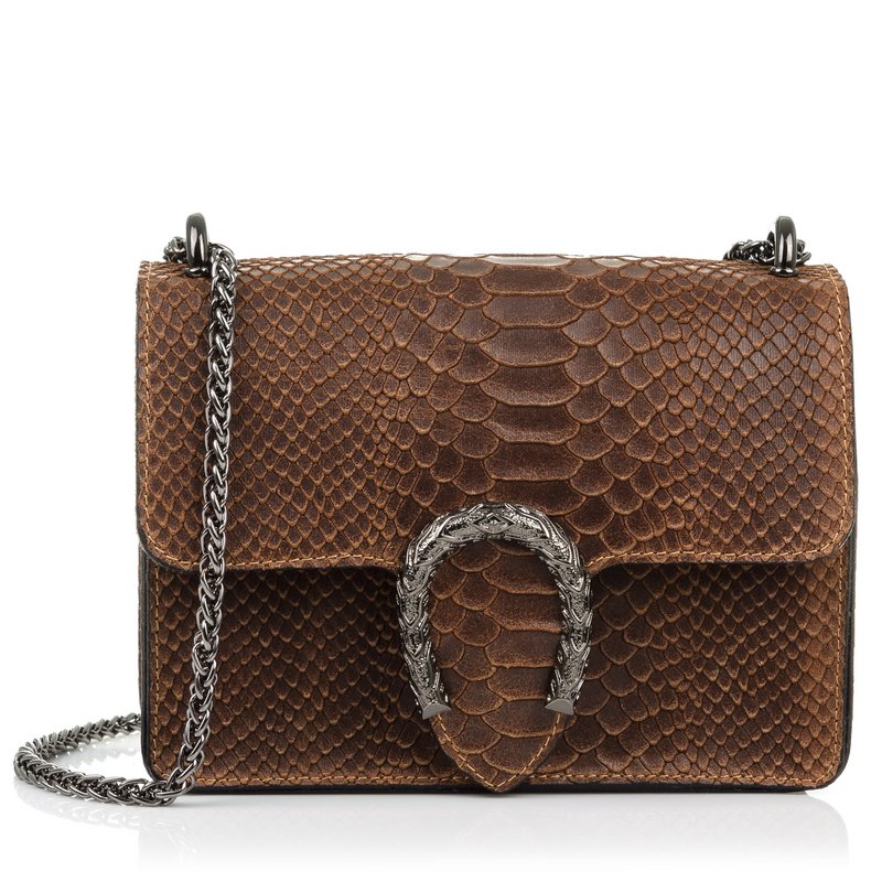 Firenze Artegiani. Lorenza Bolso de mano Mujer.Piel auténtica Gamuza Grabado Serpiente