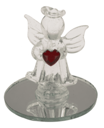 Glass Angel with Heart, 5 cm,