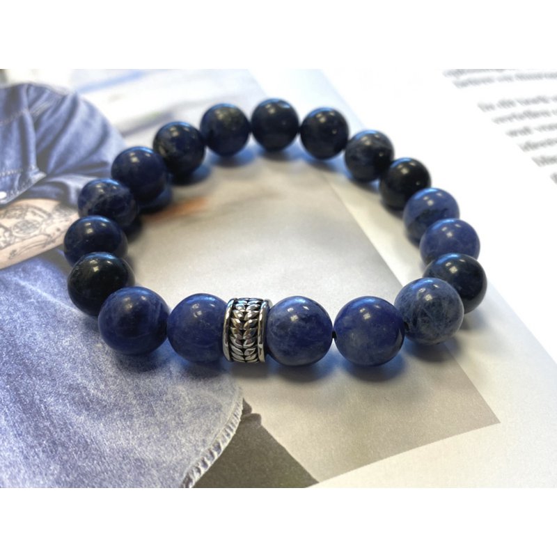 Men's bracelet sodalite / stainless steel bead