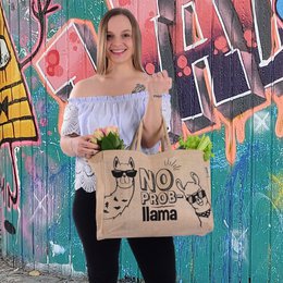 Domelo jute tas boodschappentas. Jute Shopper Bag. Groot water -Repellent winkelmand/ strandtas. Badtas xxl/ boodschappentas geschenken voor vrouwen.