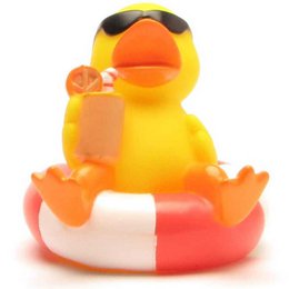 Quietscheentchen im Schwimmreif - Gummiente