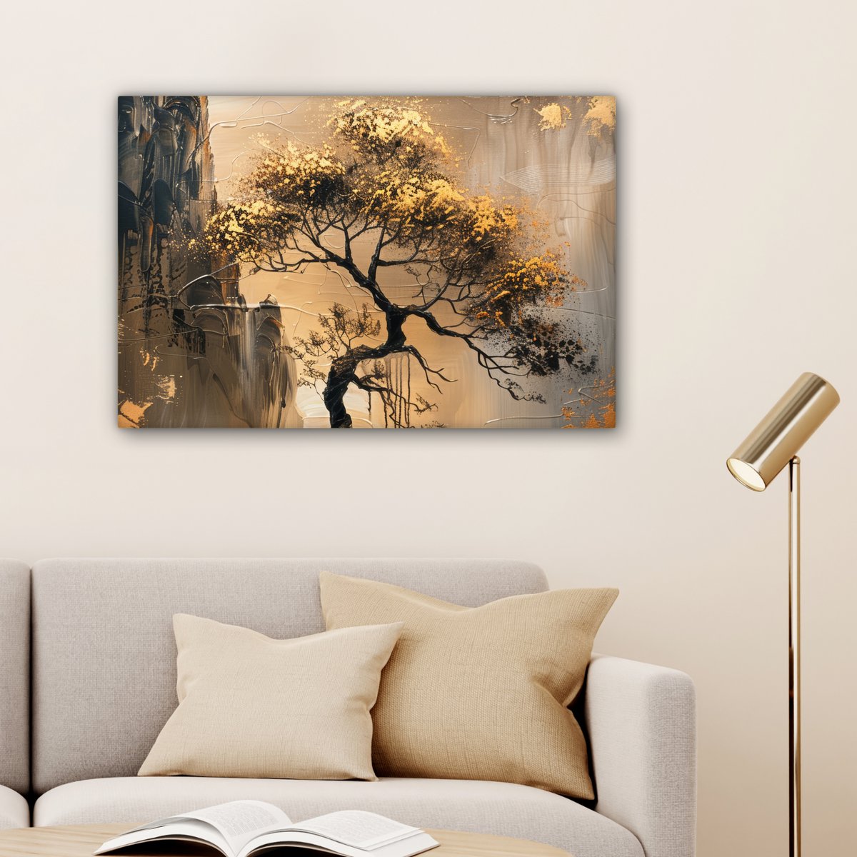Peinture sur toile - décoration murale - or - paysage - peinture - décoration murale salon - décoration de chambre moderne - peintures abstraites